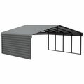 Arrow Storage Products Galvanized Steel Carport, W/ 1-Sided Enclosure, Compact Car Metal Carport Kit, 20'x20'x9', Charcoal CPHC202009ECL1